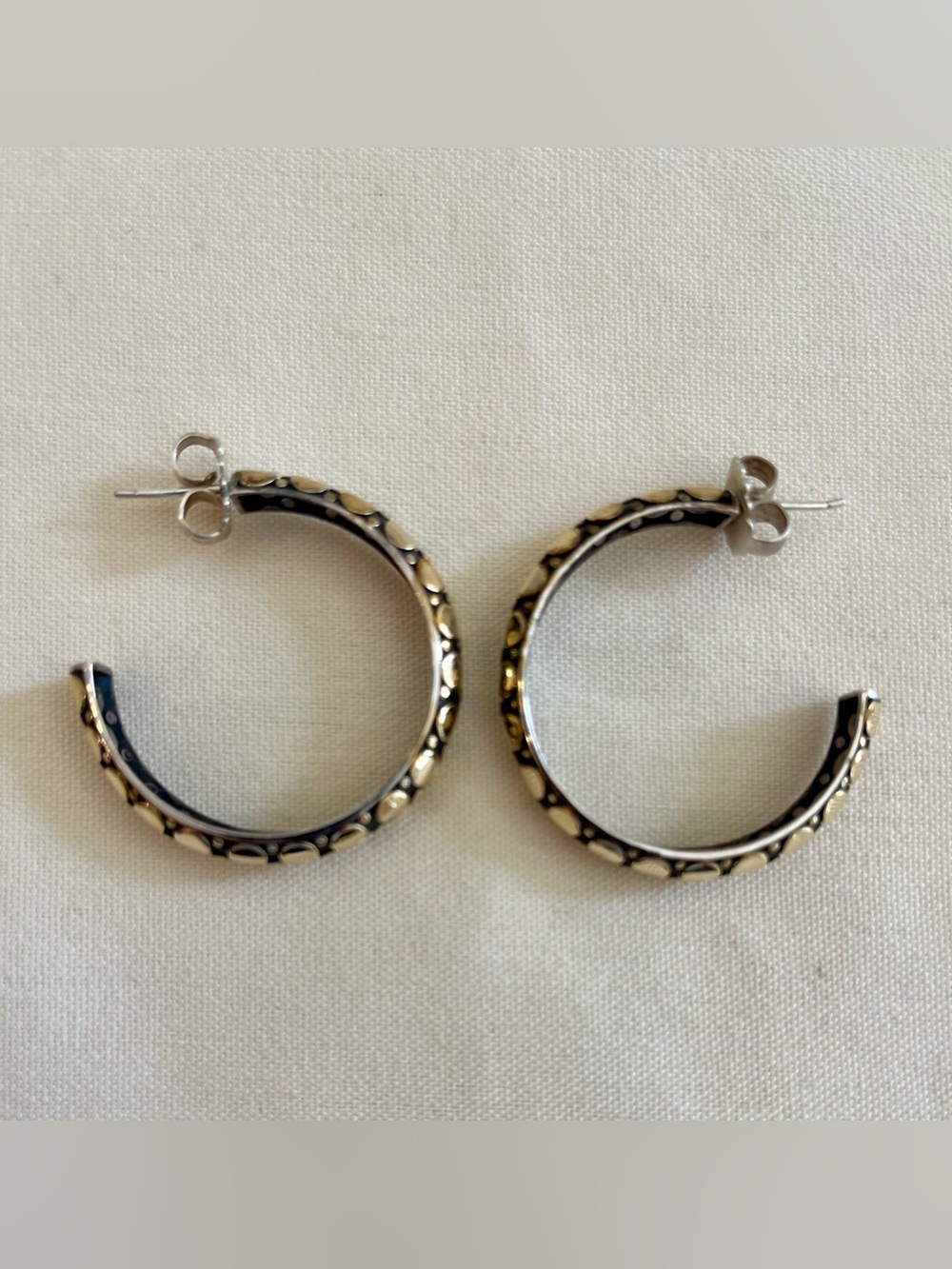 Black and Gold Hoop Earrings - Picture 8 of 16